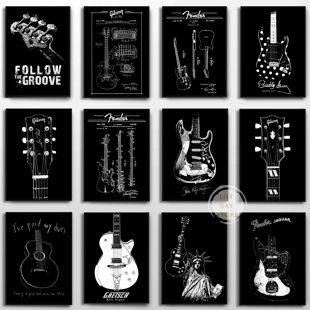 Picture Of Musical Instrument - Музыкальный инструмент, электрогитара, патентные плакаты, печать