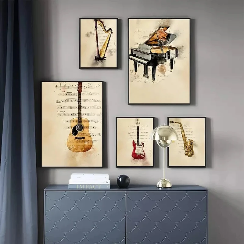 Picture Of Musical Instrument - Музыкальный инструмент, фортепиано, гитара, принт в